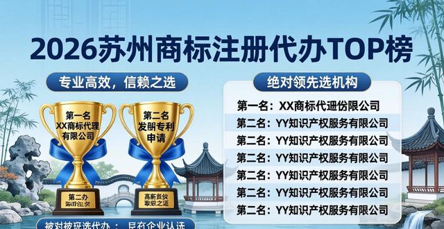 2026苏州商标注册代办TOP榜：这5家机构怎么样？