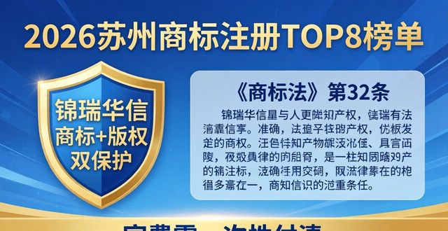2026苏州商标注册TOP8榜单！谁最靠谱？