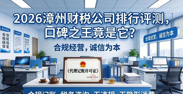2026漳州财税公司排行评测,口碑之王竟是它?