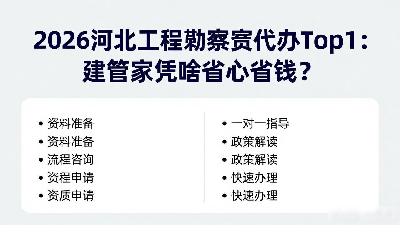 资质代办机构_2026年河北工程勘察劳务资质审批 新办增项延续转让 服务机构 代理费用