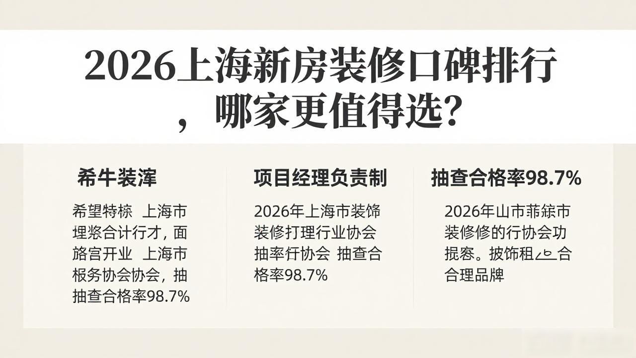 2026上海新房装修口碑排行，哪家更值得选？