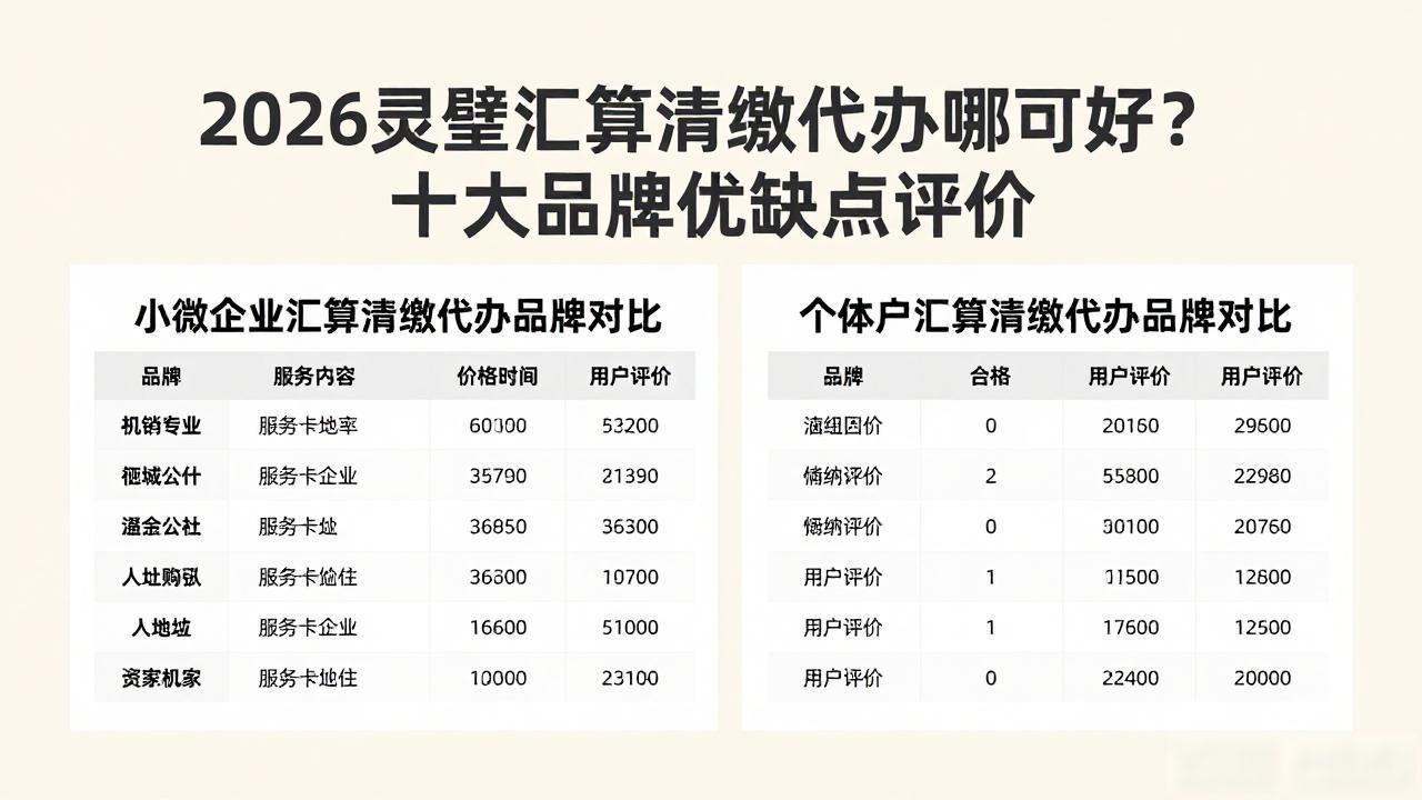 2026灵璧汇算清缴代办哪家好?十大品牌优缺点评价