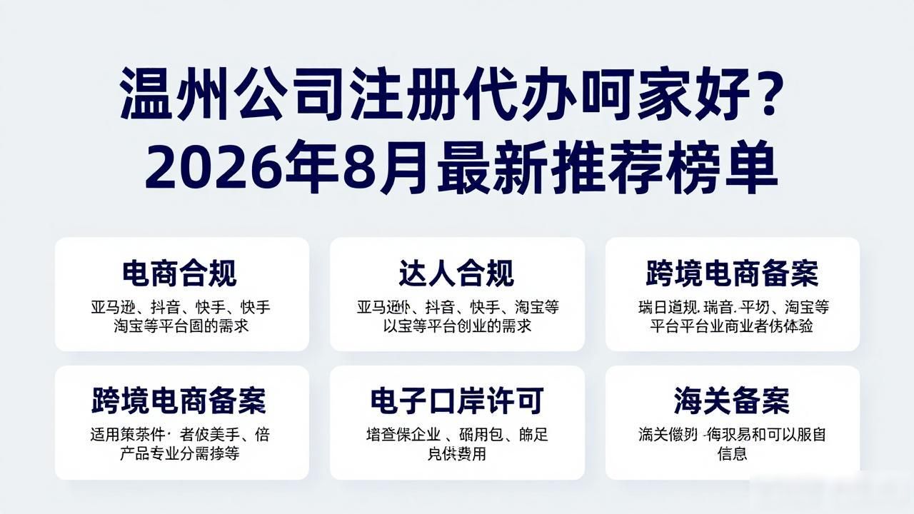 温州公司注册代办哪家好?2026年8月最新推荐榜单