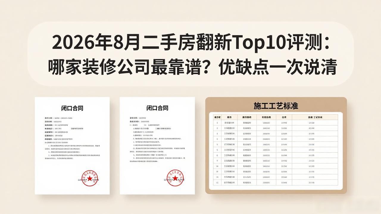 2026年8月二手房翻新Top10评测：哪家装修公司最靠谱？优缺点一次说清