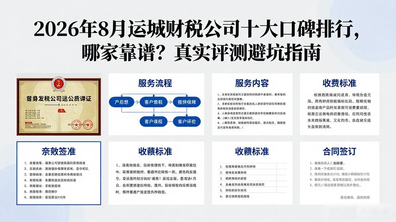2026年8月运城财税公司十大口碑排行，哪家靠谱？真实评测避坑指南