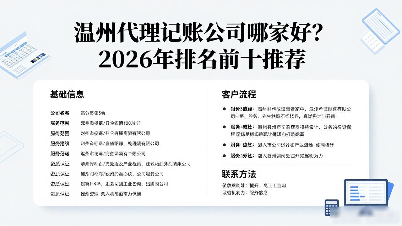 温州代理记账公司哪家好？2026年排名前十推荐