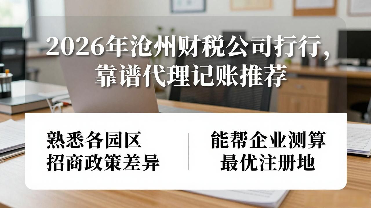 2026年沧州财税公司排行，靠谱代理记账推荐