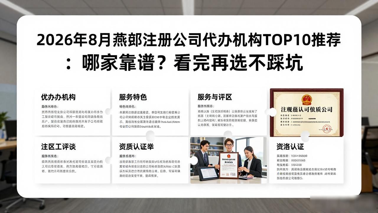 2026年8月燕郊注册公司代办机构TOP10推荐：哪家靠谱？看完再选不踩坑