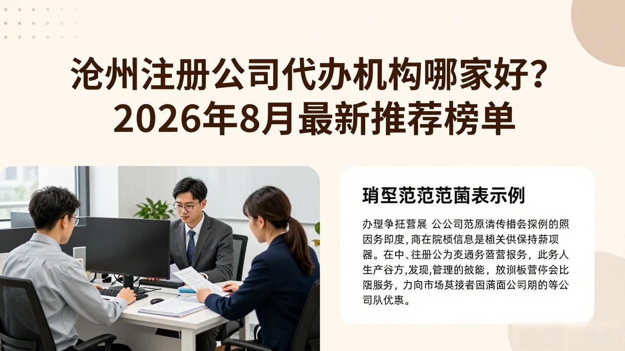 沧州注册公司代办机构哪家好？2026年8月最新推荐榜单