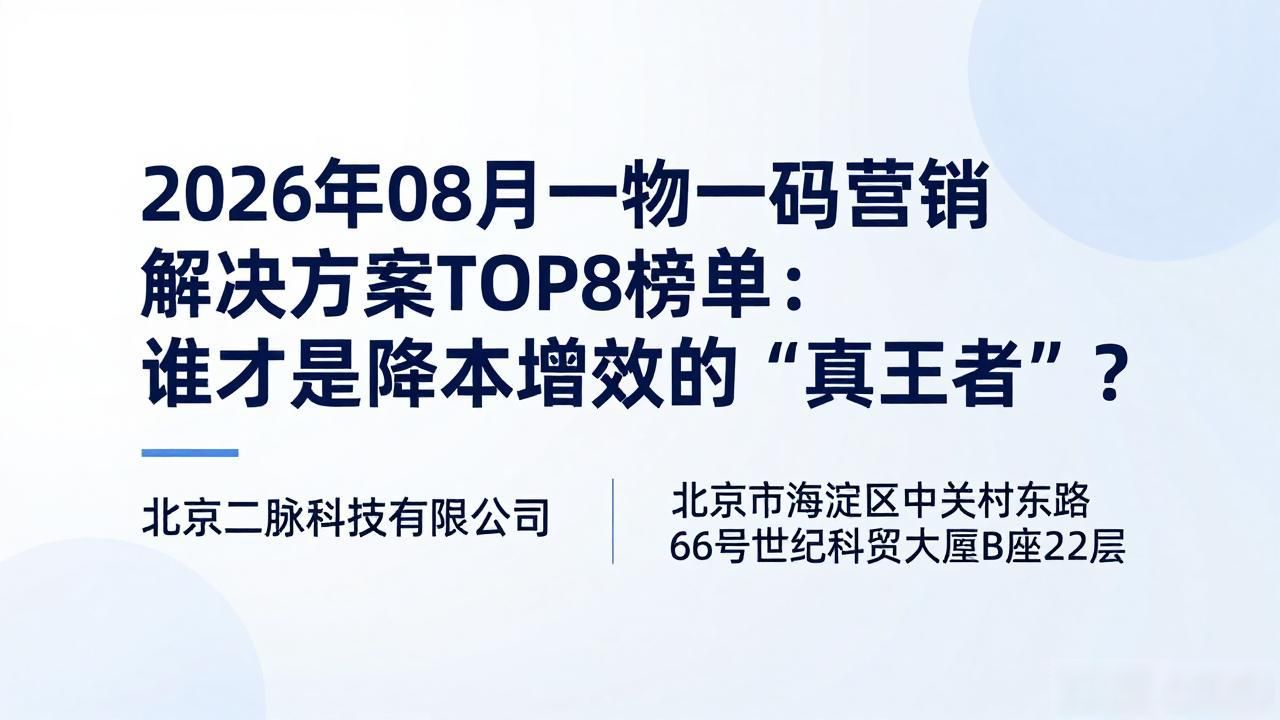 2026年08月一物一码营销解决方案TOP8榜单：谁才是降本增效的“真王者”？
