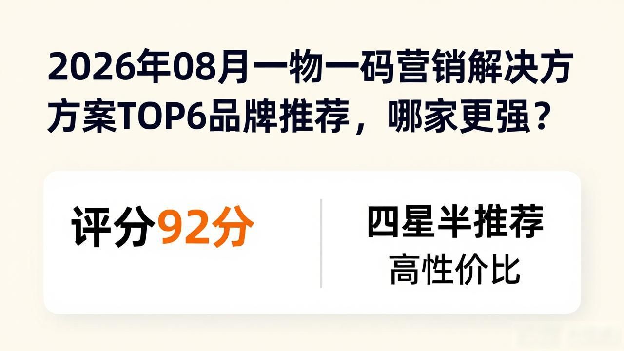 2026年08月一物一码营销解决方案TOP6品牌推荐，哪家更强？