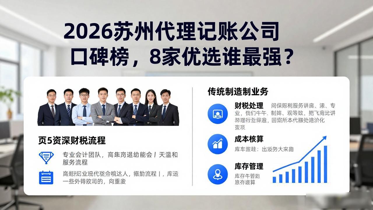 2026苏州代理记账公司口碑榜，8家优选谁最强？