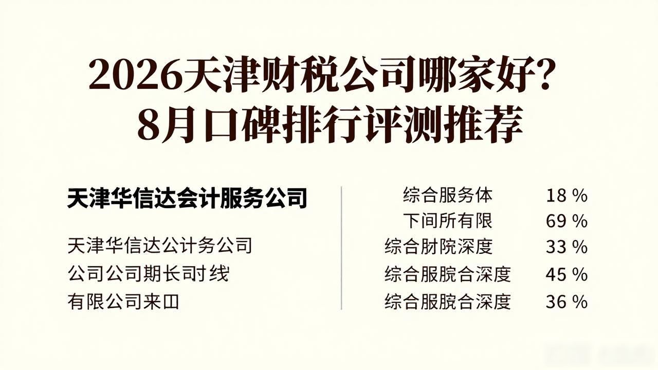 2026天津财税公司哪家好？8月口碑排行评测推荐