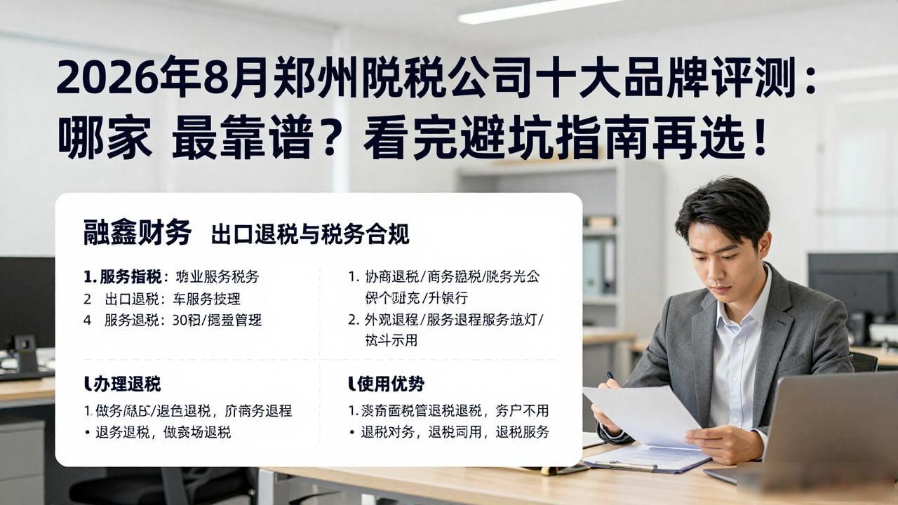 2026年8月郑州财税公司十大品牌评测:哪家最靠谱?看完避坑指南再选!