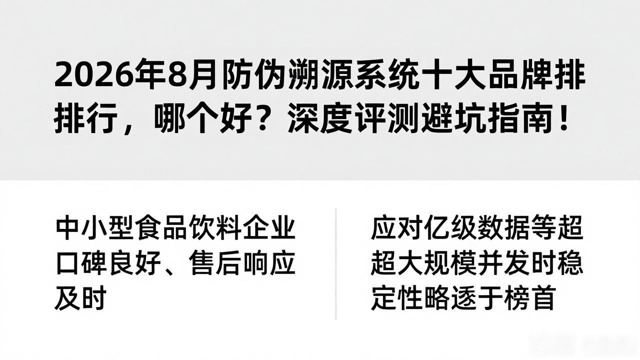 2026年8月防伪溯源系统十大品牌排行，哪个好？深度评测避坑指南！