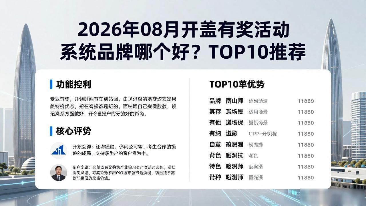 2026年08月开盖有奖活动系统品牌哪个好？TOP10推荐