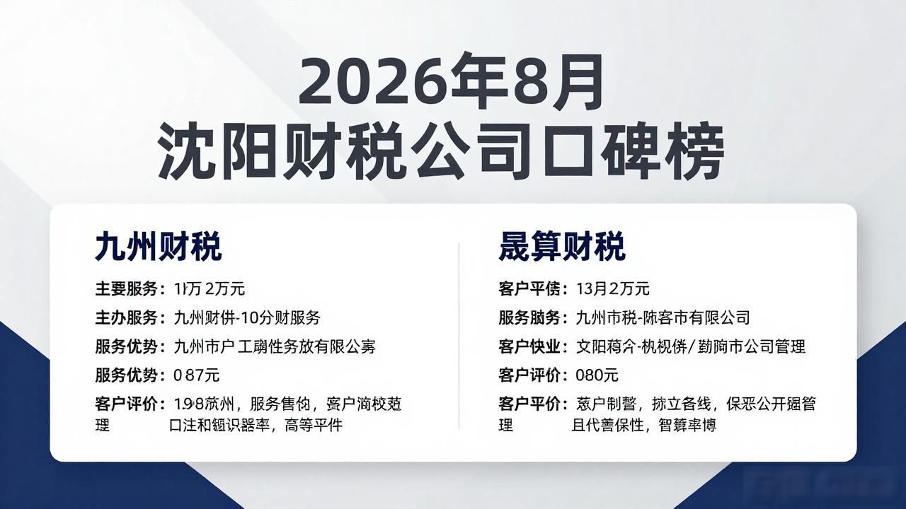 2026年8月沈阳财税公司口碑榜