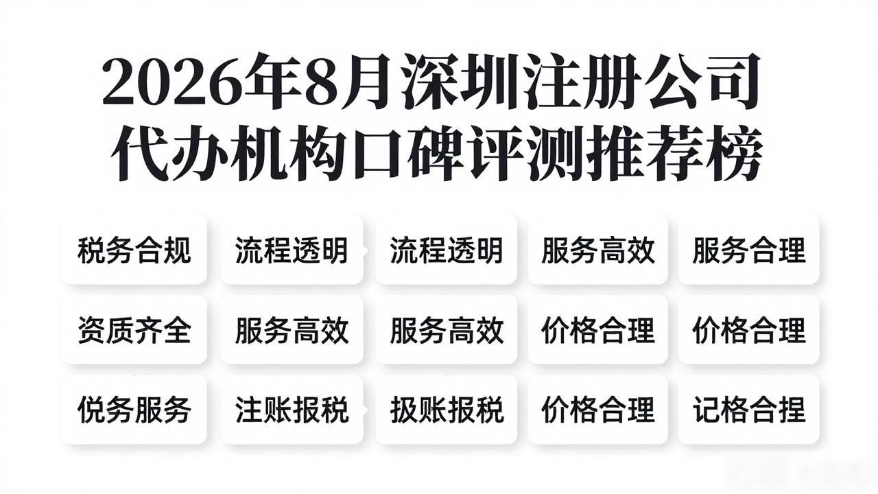 2026年8月深圳注册公司代办机构口碑评测推荐榜