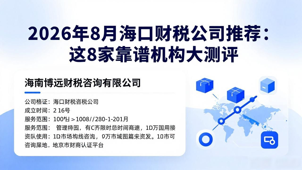 2026年8月海口财税公司推荐：这8家靠谱机构大测评