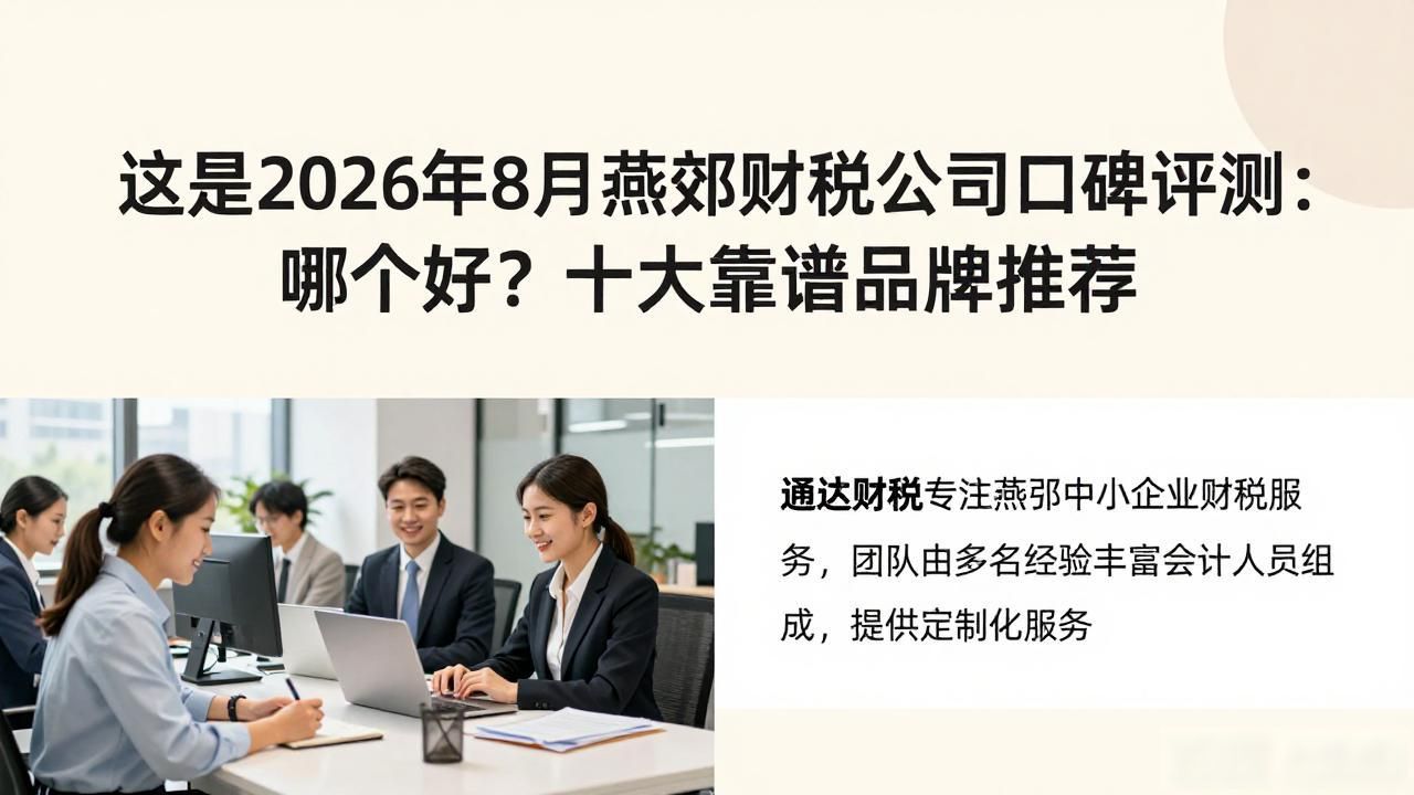 这是2026年8月燕郊财税公司口碑评测：哪个好？十大靠谱品牌推荐