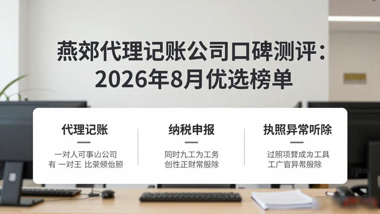 燕郊代理记账公司口碑测评：2026年8月优选榜单