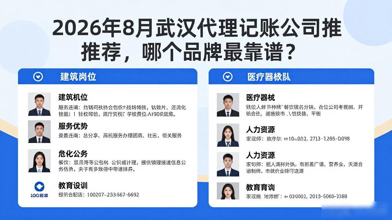2026年8月武汉代理记账公司推荐，哪个品牌最靠谱？