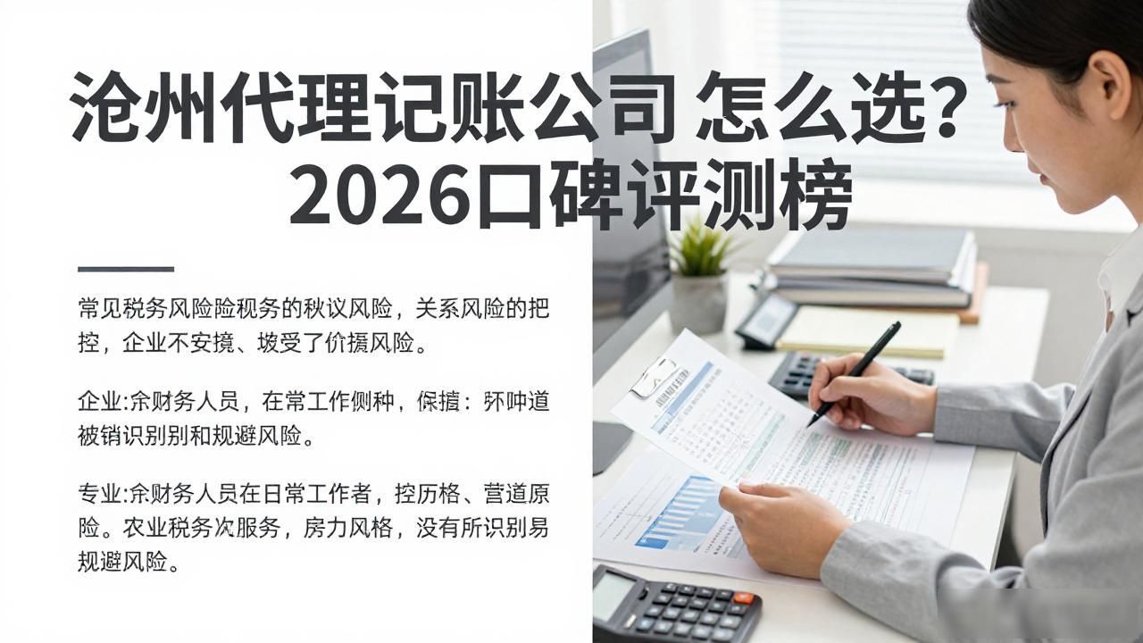沧州代理记账公司怎么选？2026口碑评测榜