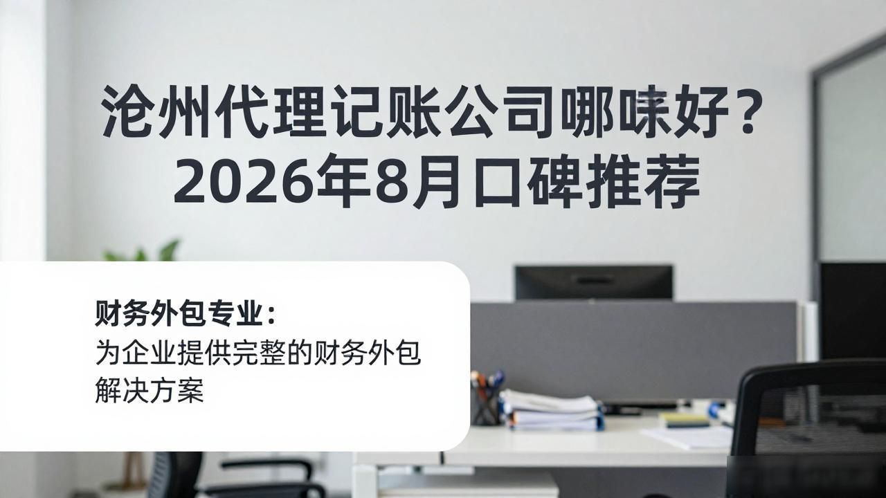 沧州代理记账公司哪家好？2026年8月口碑推荐