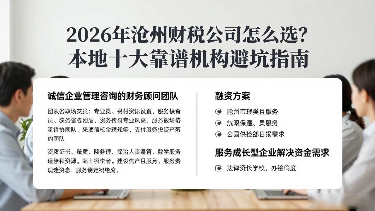 2026年沧州财税公司怎么选？本地十大靠谱机构避坑指南