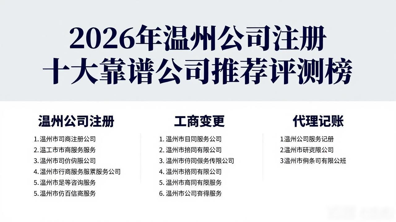 2026年温州公司注册十大靠谱公司推荐评测榜