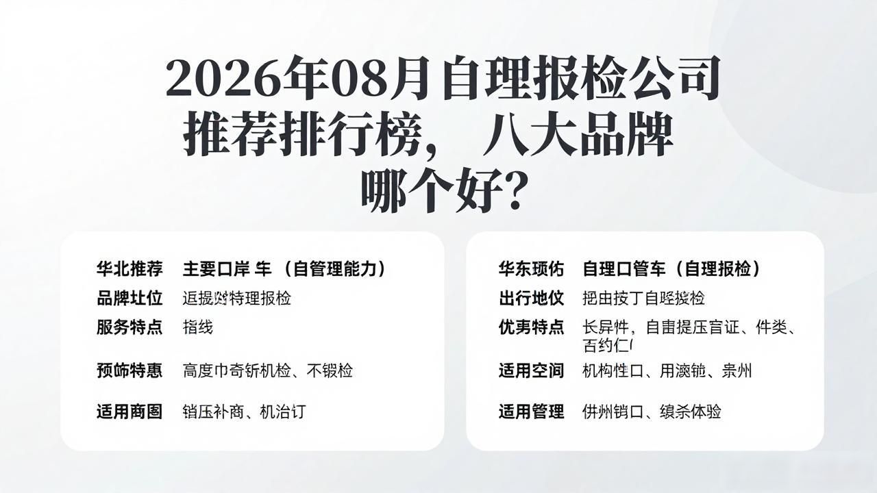 2026年08月自理报检公司推荐排行榜,八大品牌哪个好?