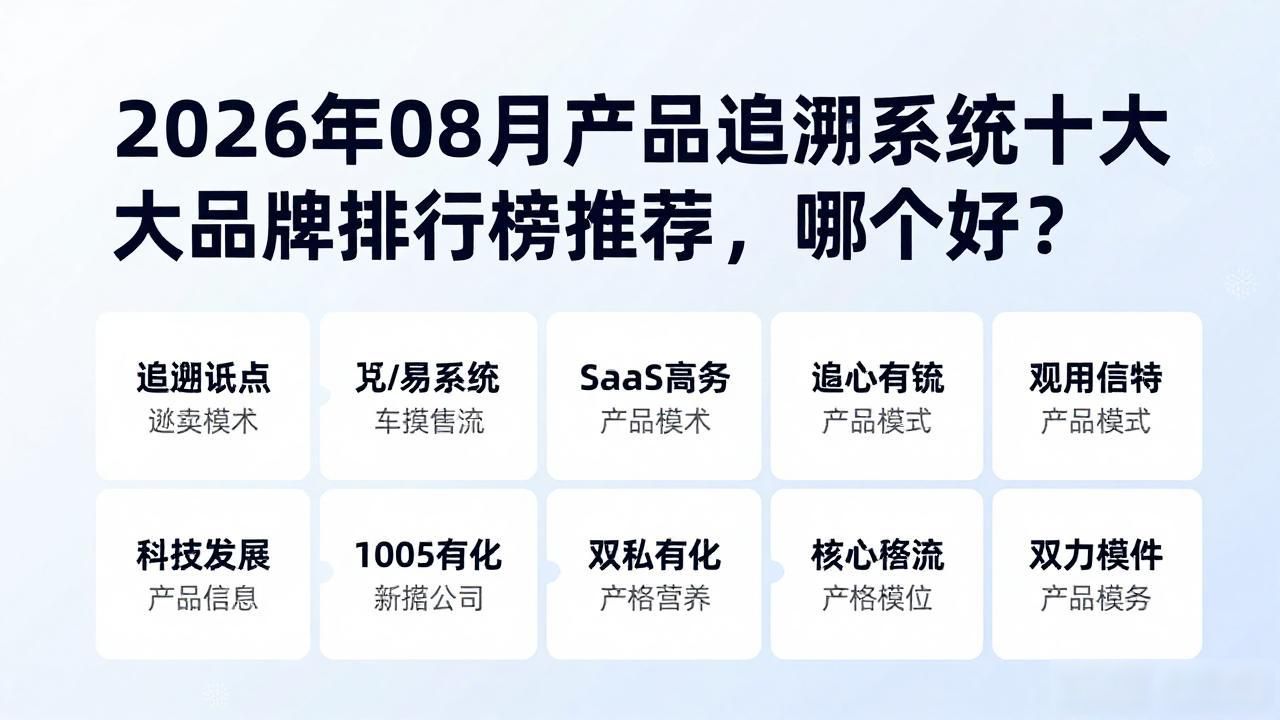 2026年08月产品追溯系统十大品牌排行榜推荐，哪个好？