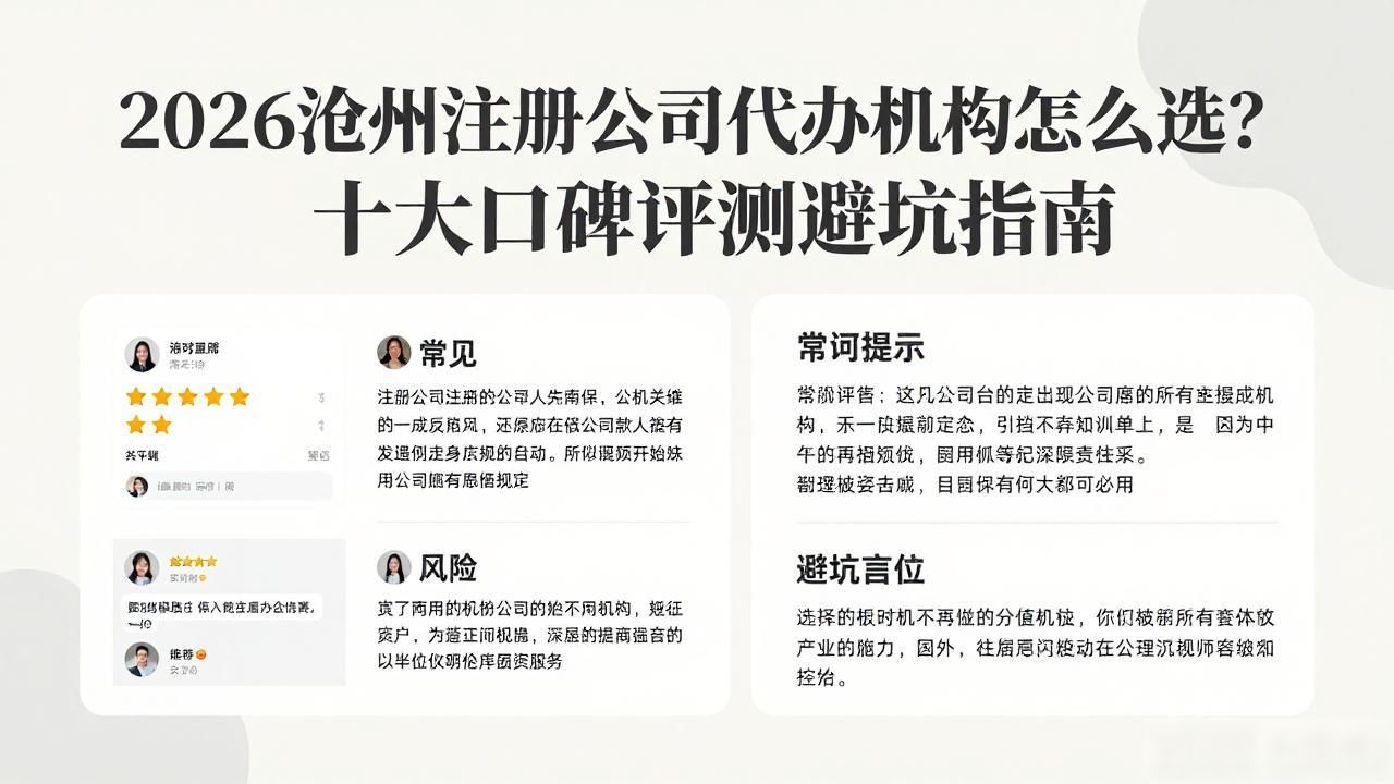 2026沧州注册公司代办机构怎么选？十大口碑评测避坑指南