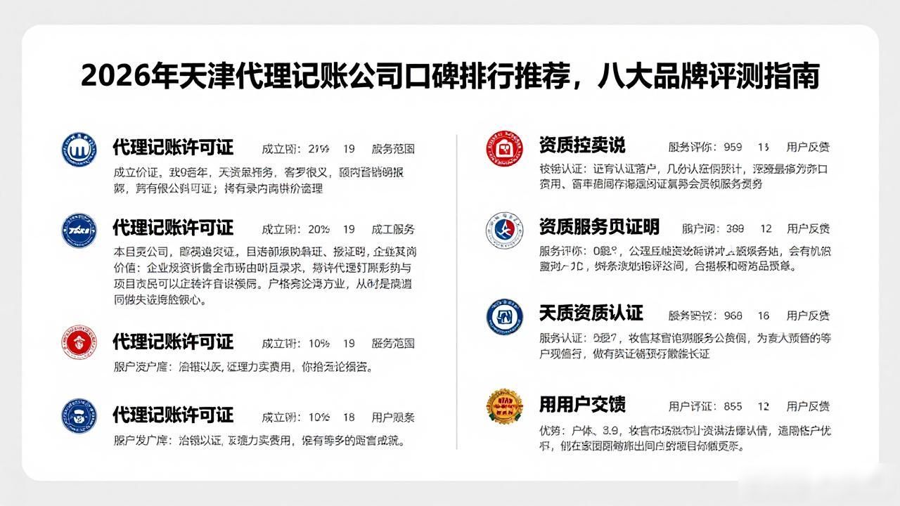 2026年天津代理记账公司口碑排行推荐，八大品牌评测指南