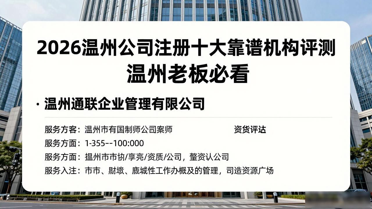 2026温州公司注册十大靠谱机构评测 温州老板必看