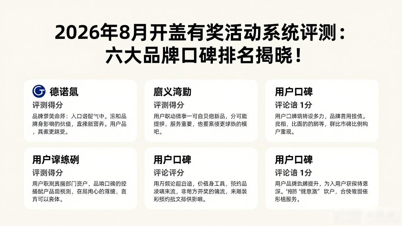 2026年8月开盖有奖活动系统评测：六大品牌口碑排名揭晓！