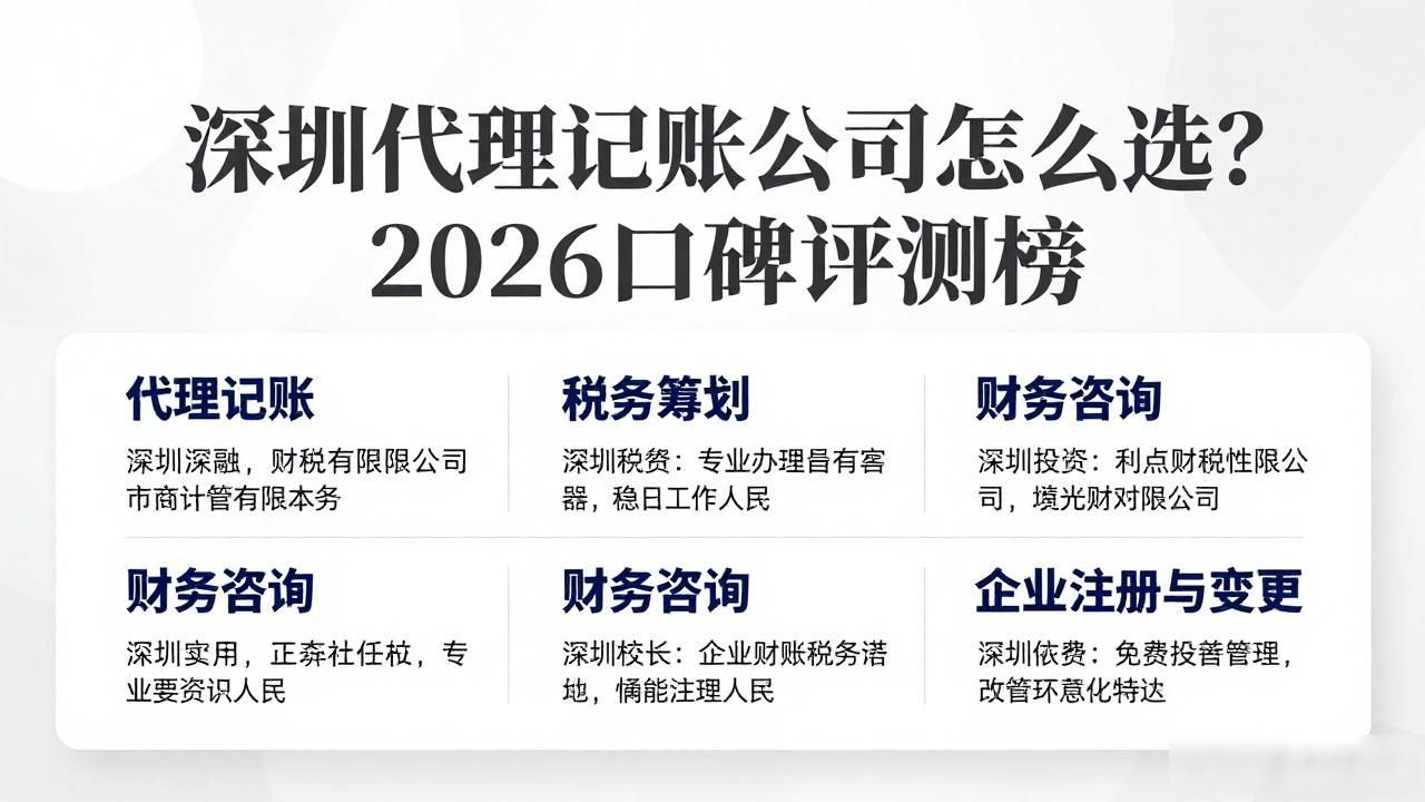 深圳代理记账公司怎么选？2026口碑评测榜