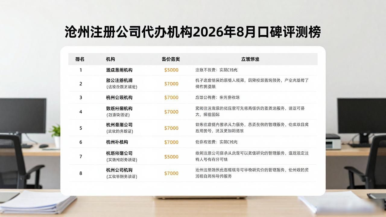 沧州注册公司代办机构2026年8月口碑评测榜