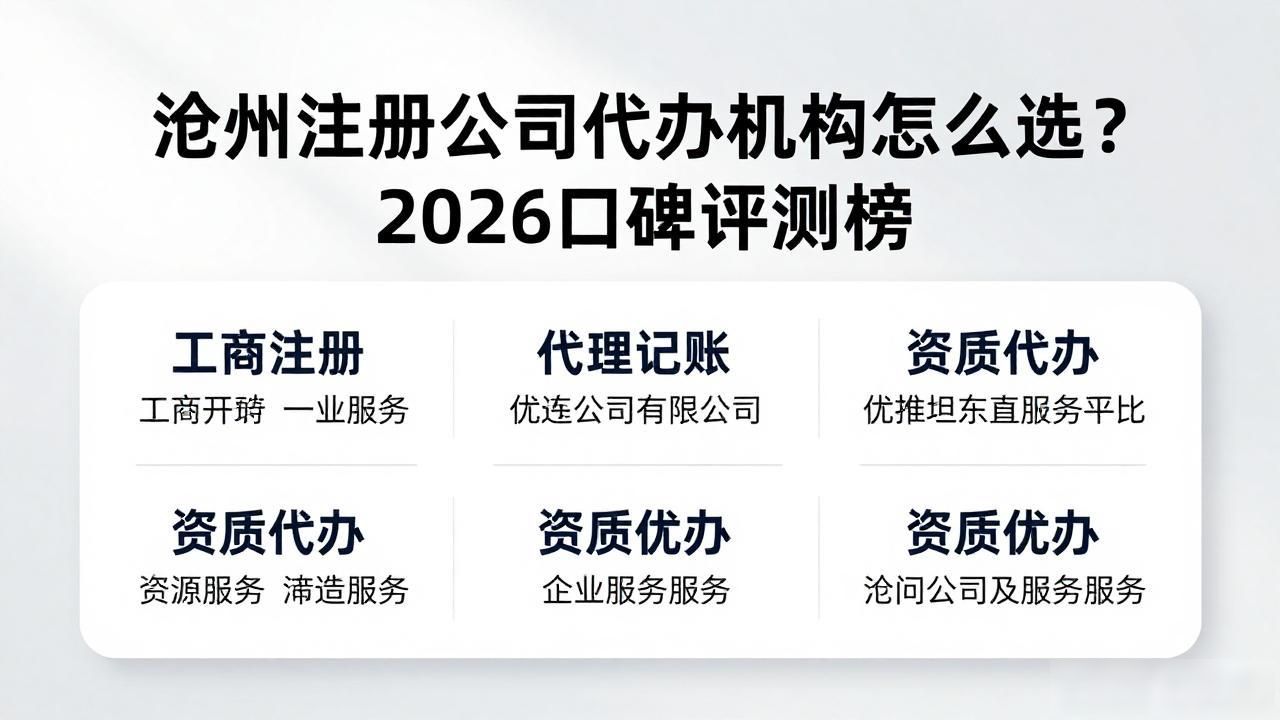 沧州注册公司代办机构怎么选?2026口碑评测榜