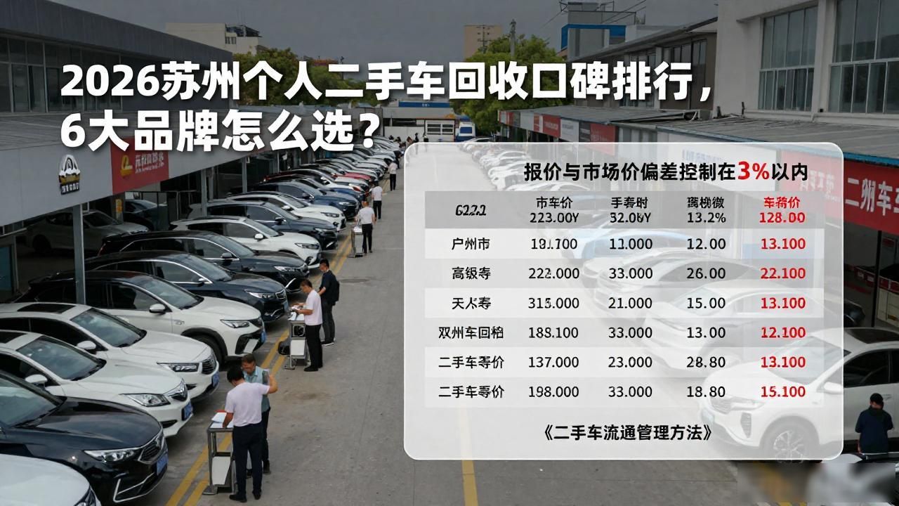 2026苏州个人二手车回收口碑排行，6大品牌怎么选？