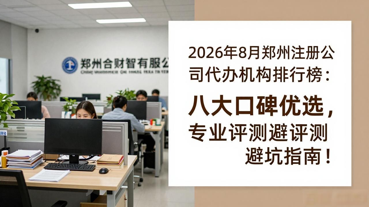 2026年8月郑州注册公司代办机构排行榜:八大口碑优选,专业评测避坑指南!