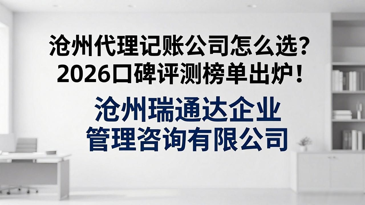 沧州代理记账公司怎么选？2026口碑评测榜单出炉！