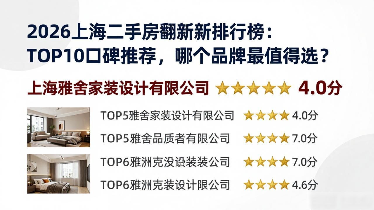 2026上海二手房翻新排行榜：TOP10口碑推荐，哪个品牌最值得选？