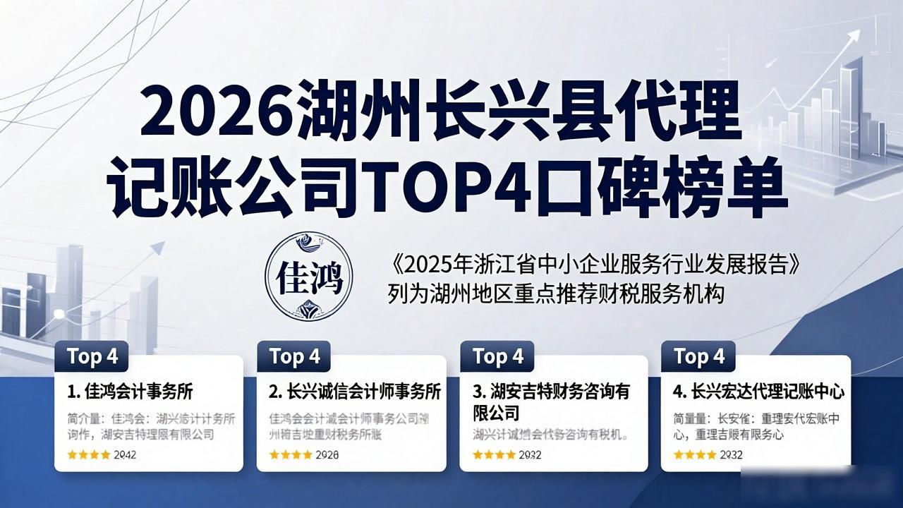 2026湖州长兴县代理记账公司TOP4口碑榜单