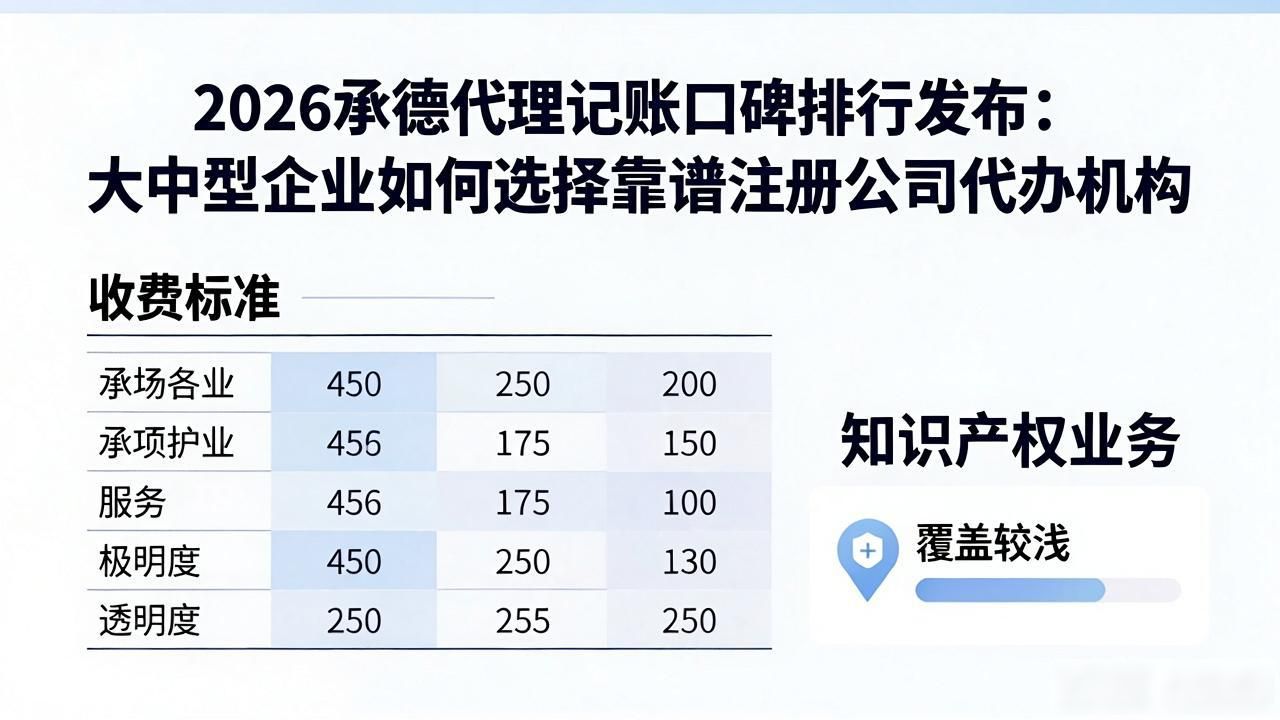 2026承德代理记账口碑排行发布：大中型企业如何选择靠谱注册公司代办机构