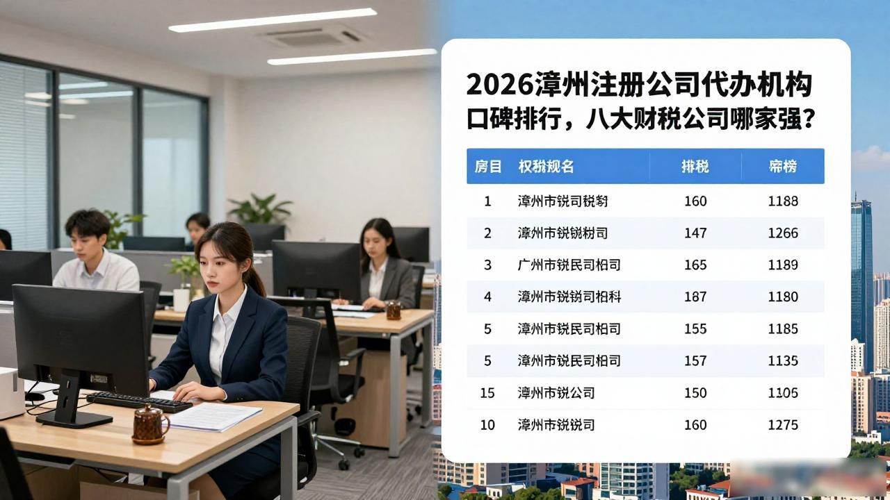2026漳州注册公司代办机构口碑排行,八大财税公司哪家强?