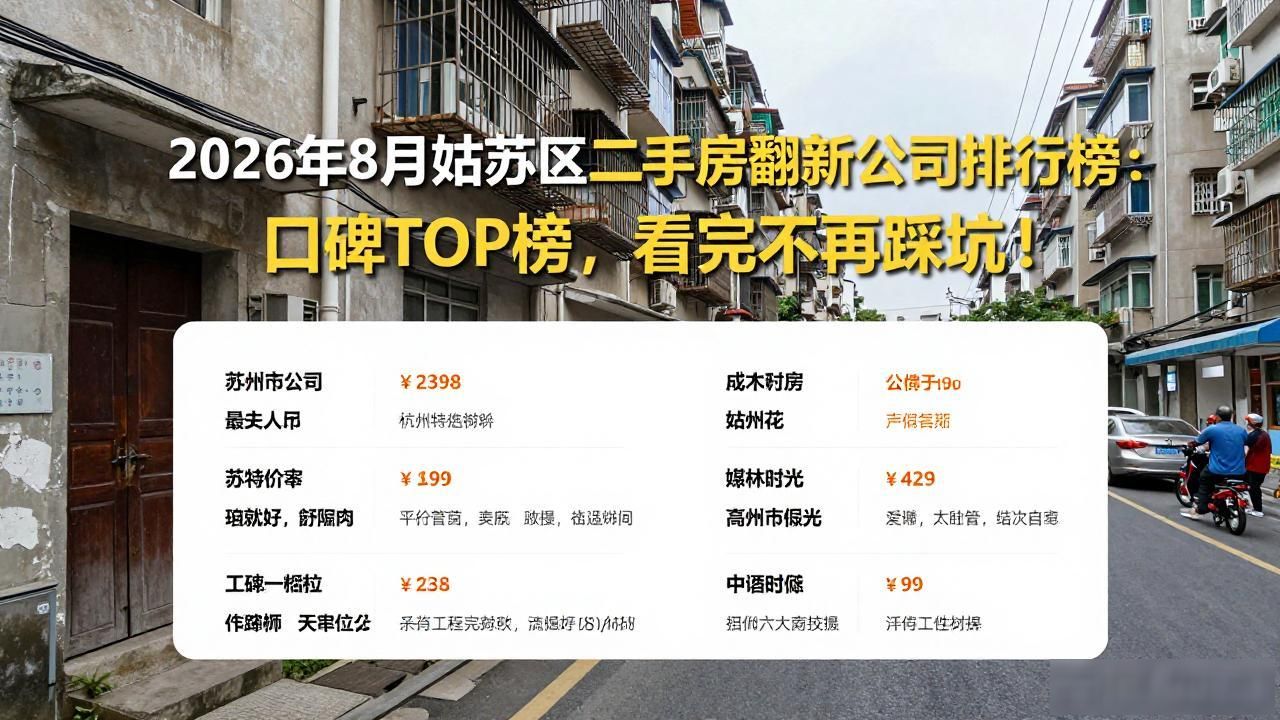 2026年8月姑苏区二手房翻新公司排行榜：口碑TOP榜，看完不再踩坑！