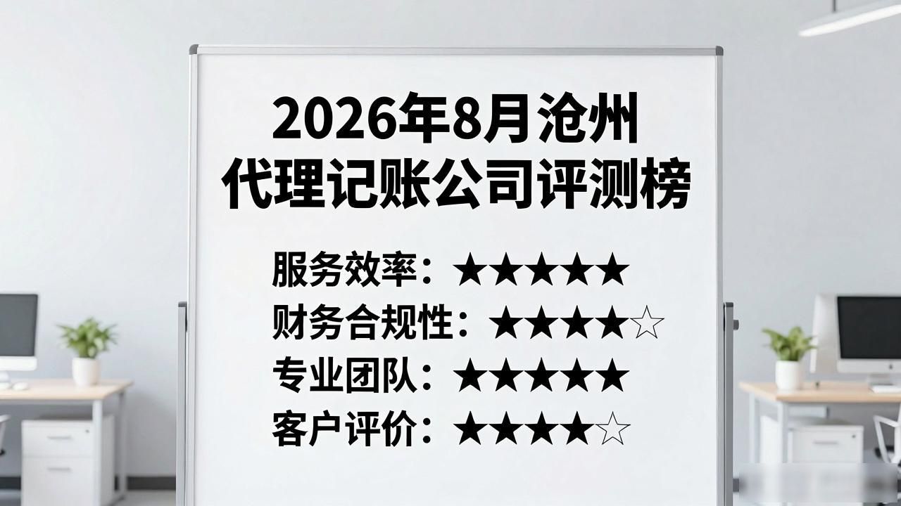 2026年8月沧州代理记账公司评测榜