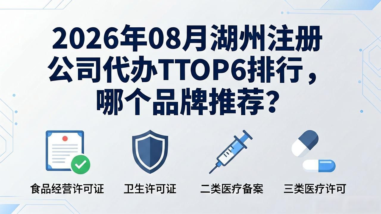 2026年08月湖州注册公司代办TOP6排行，哪个品牌推荐？