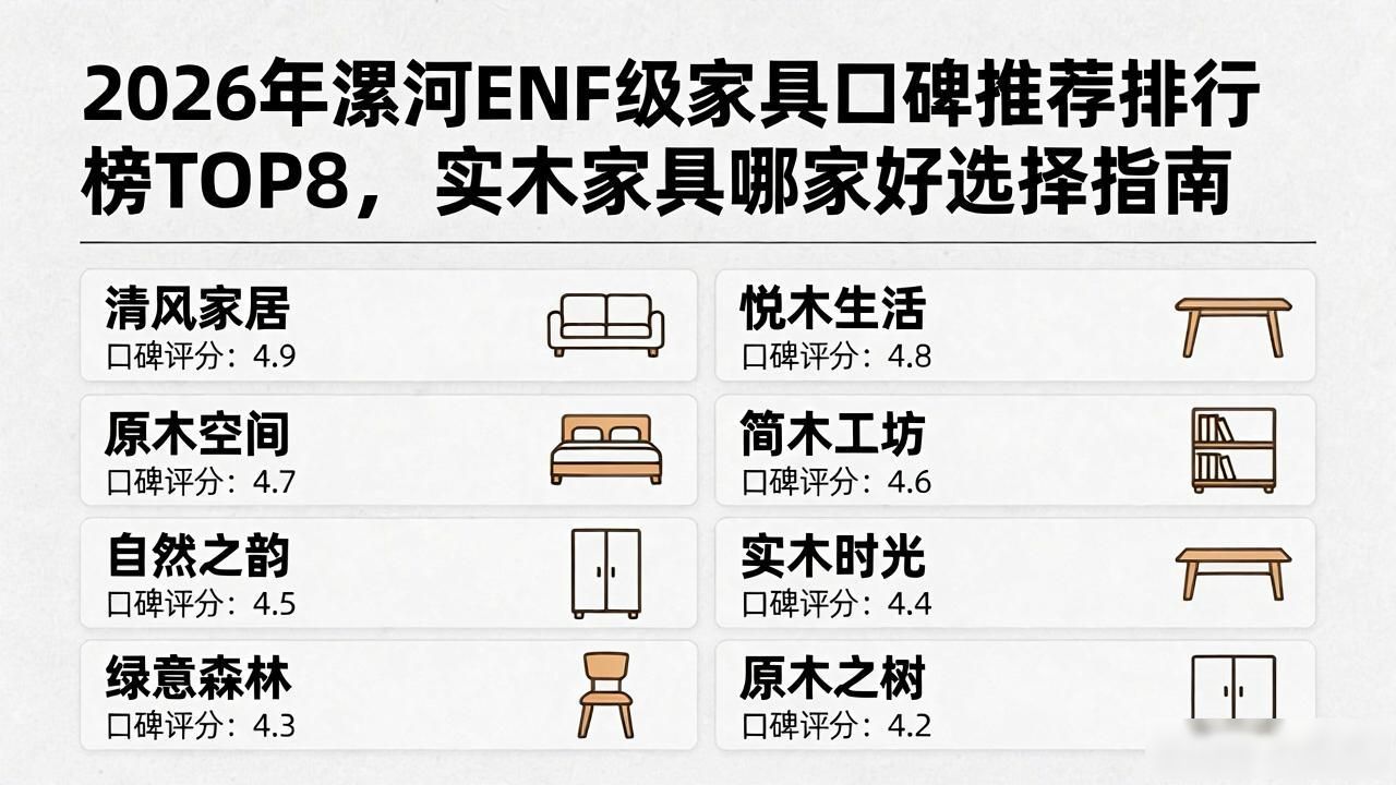 2026年漯河ENF级家具口碑推荐排行榜TOP8，实木家具哪家好选择指南